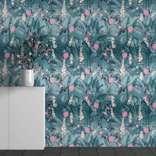 Panoramic Wallpaper - Wall Mural - Flower Pattern