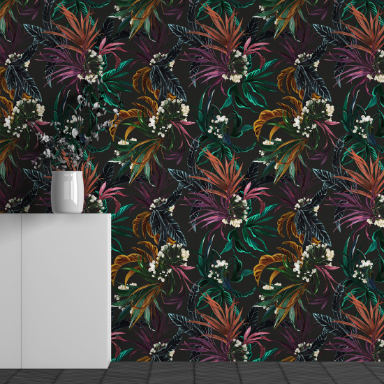 Panoramic Wallpaper - Wall Mural - Flower Pattern