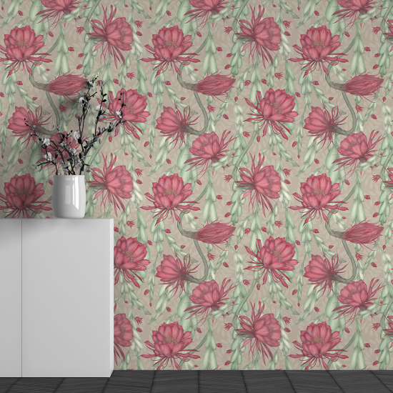 Panoramic Wallpaper - Wall Mural - Flower Pattern