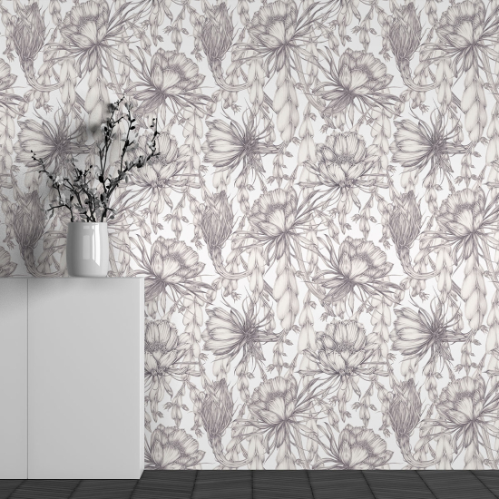 Panoramic Wallpaper - Wall Mural - Flower Pattern