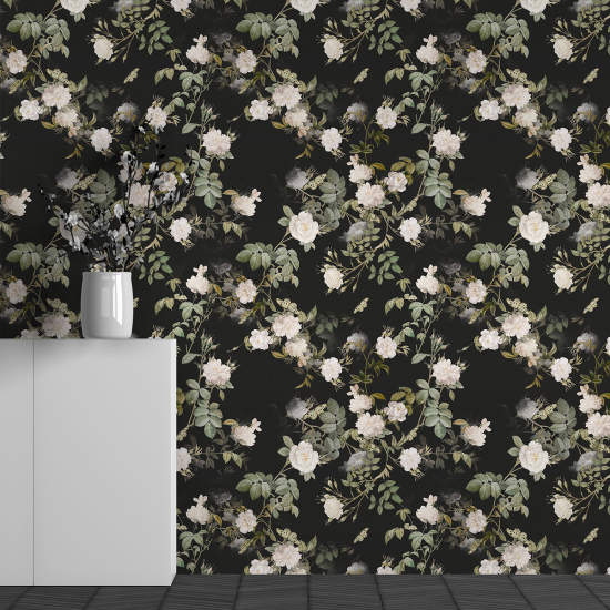 Panoramic Wallpaper - Wall Mural - Flower Pattern