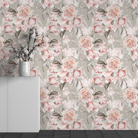 Panoramic Wallpaper - Wall Mural - Flower Pattern