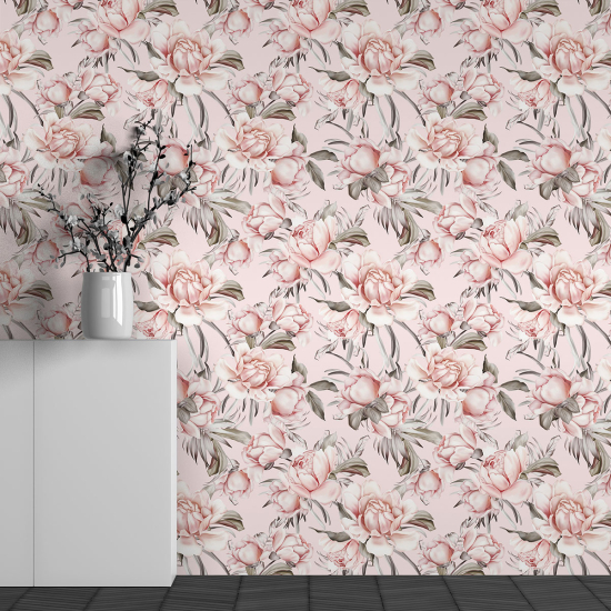 Panoramic Wallpaper - Wall Mural - Flower Pattern