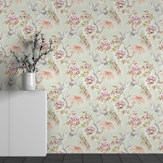 Panoramic Wallpaper - Wall Mural - Flower Pattern