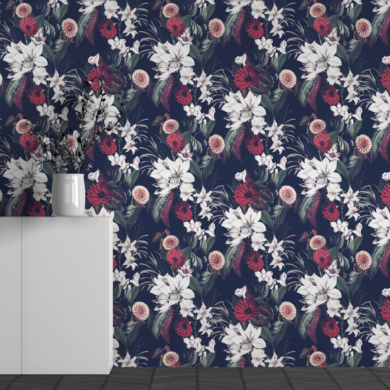 Panoramic Wallpaper - Wall Mural - Flower Pattern