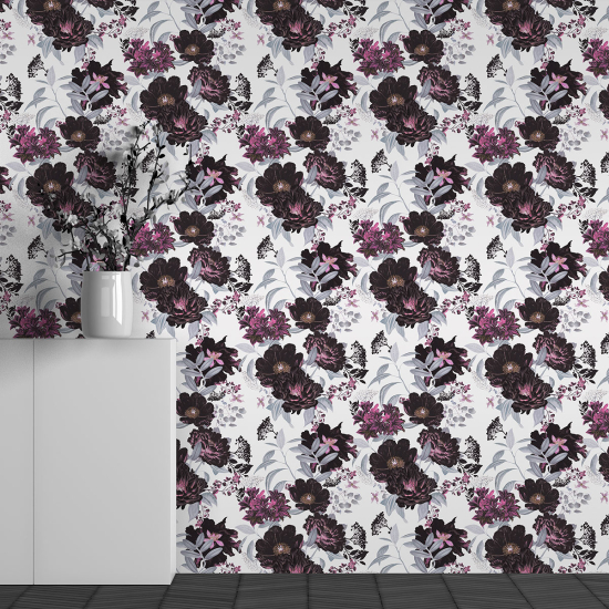 Panoramic Wallpaper - Wall Mural - Flower Pattern