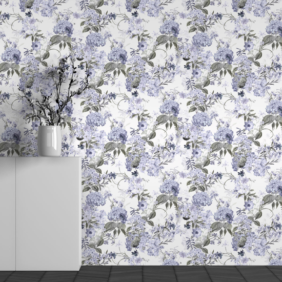 Panoramic Wallpaper - Wall Mural - Flower Pattern