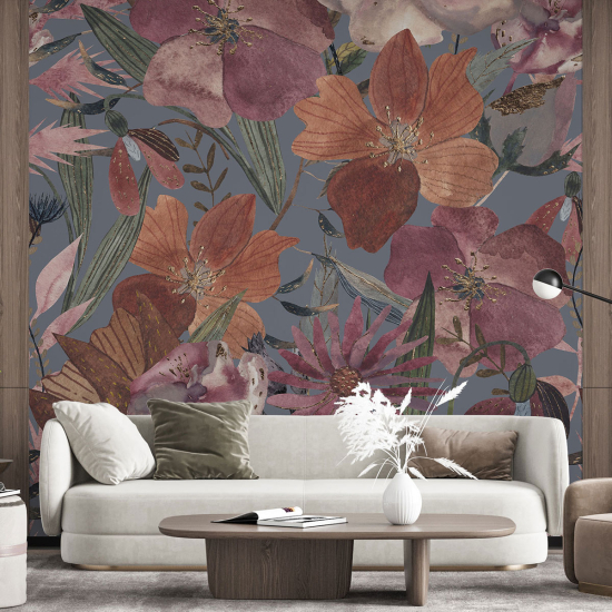 Panoramic Wallpaper - Wall Mural - Flowers