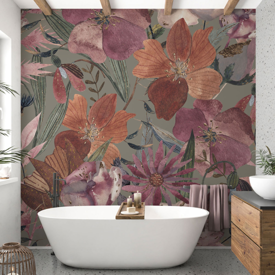 Panoramic Wallpaper - Wall Mural - Flowers