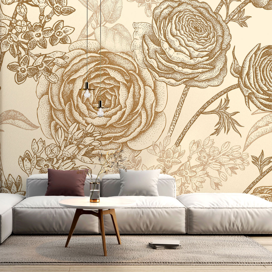 Panoramic Wallpaper - Wall Mural - Flowers