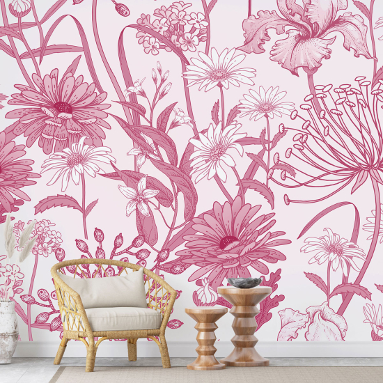 Panoramic Wallpaper - Wall Mural - Flowers