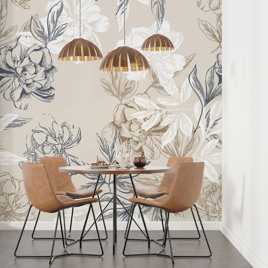 Panoramic Wallpaper - Wall Mural - Flowers