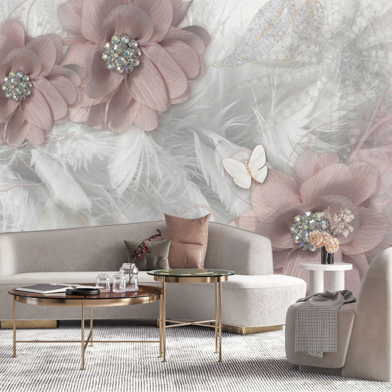 Panoramic Wallpaper - Wall Mural - Flowers