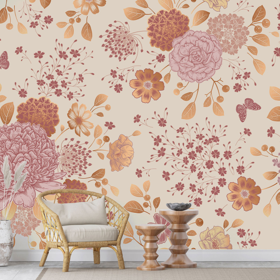 Panoramic Wallpaper - Wall Mural - Flowers