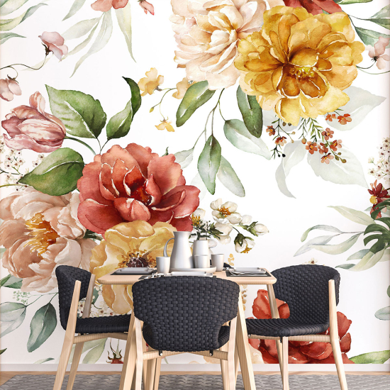 Panoramic Wallpaper - Wall Mural - Flowers