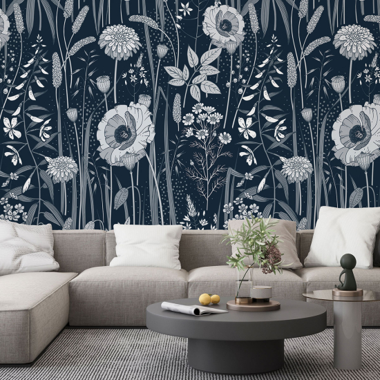 Panoramic Wallpaper - Wall Mural - Flowers