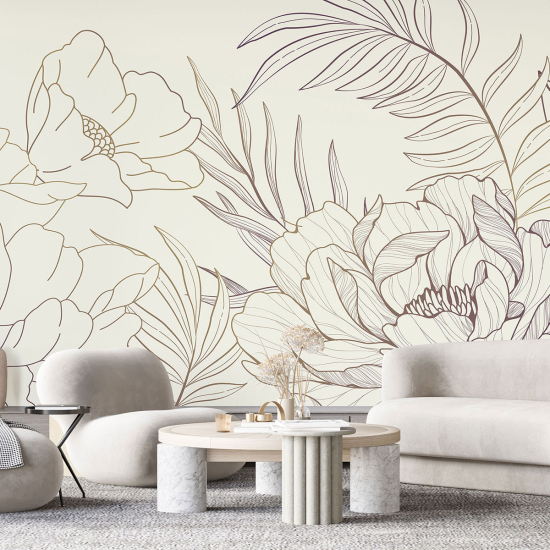 Panoramic Wallpaper - Wall Mural - Flowers