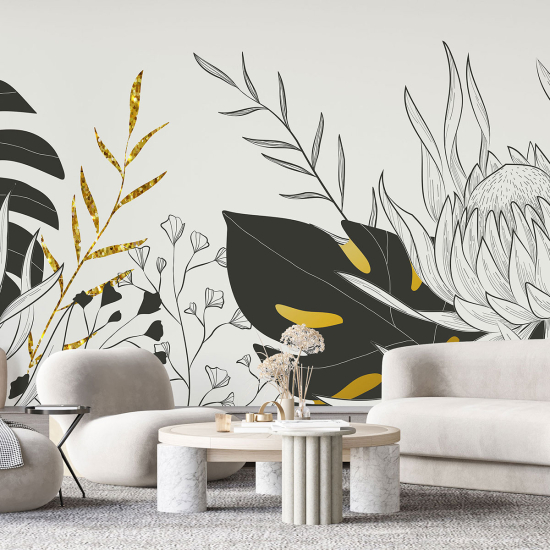 Panoramic Wallpaper - Wall Mural - Flowers