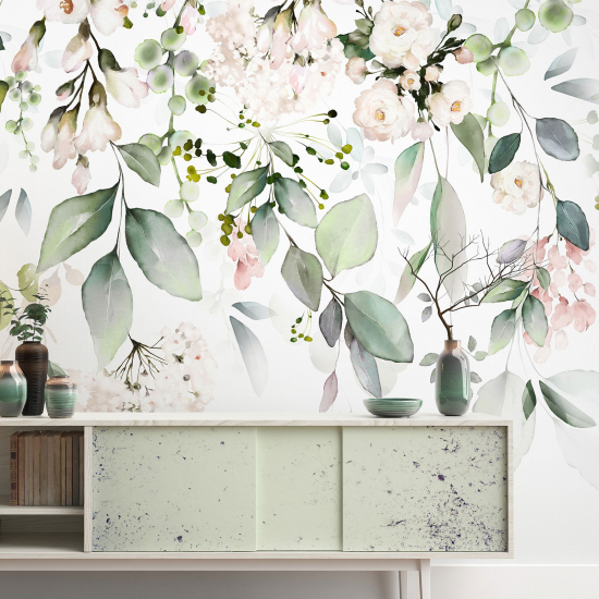 Panoramic Wallpaper - Wall Mural - Flowers