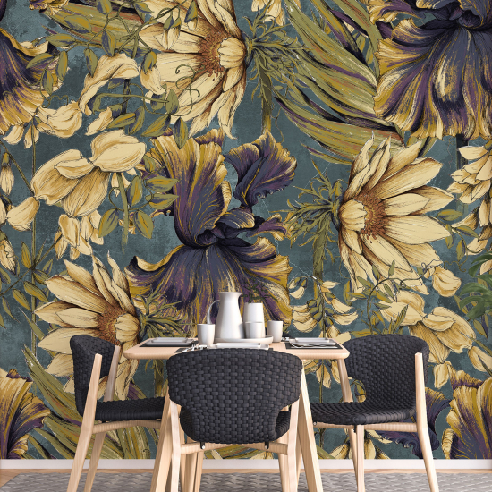 Panoramic Wallpaper - Wall Mural - Flowers