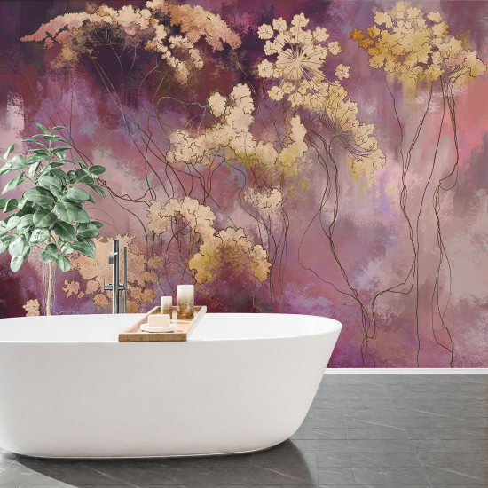 Panoramic Wallpaper - Wall Mural - Flowers