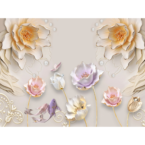 Panoramic Wallpaper - Wall Mural - Flowers