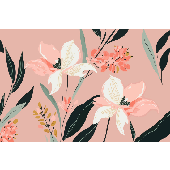 Panoramic Wallpaper - Wall Mural - Flowers