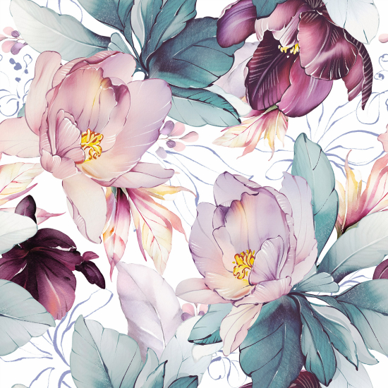 Panoramic Wallpaper - Wall Mural - Flowers