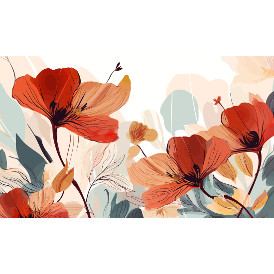 Panoramic Wallpaper - Wall Mural - Flowers