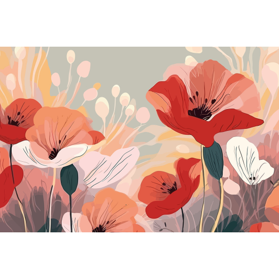 Panoramic Wallpaper - Wall Mural - Flowers