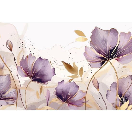 Panoramic Wallpaper - Wall Mural - Flowers