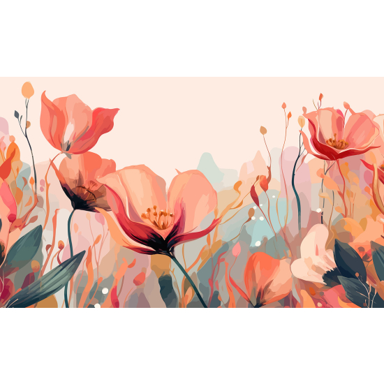 Panoramic Wallpaper - Wall Mural - Flowers