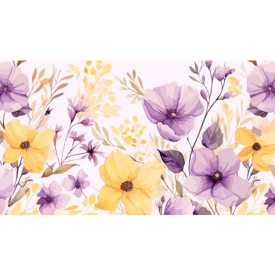 Panoramic Wallpaper - Wall Mural - Flowers