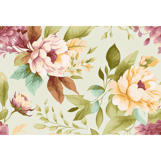 Panoramic Wallpaper - Wall Mural - Flowers