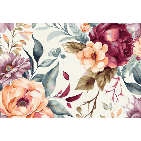 Panoramic Wallpaper - Wall Mural - Flowers