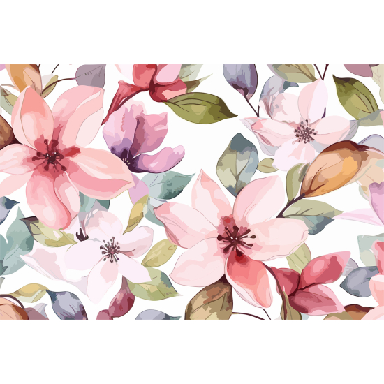 Panoramic Wallpaper - Wall Mural - Flowers