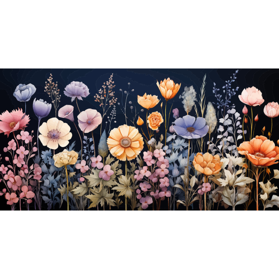 Panoramic Wallpaper - Wall Mural - Flowers