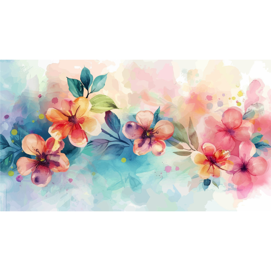 Panoramic Wallpaper - Wall Mural - Flowers