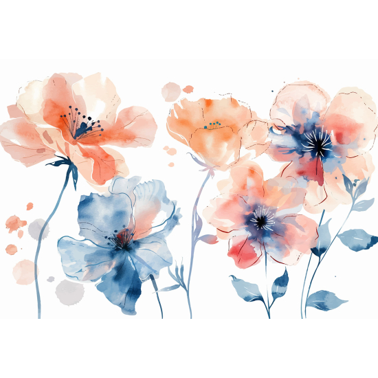 Panoramic Wallpaper - Wall Mural - Flowers