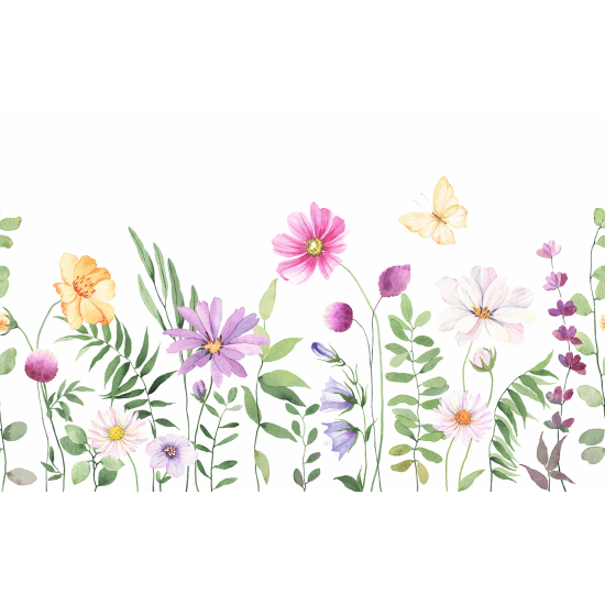 Panoramic Wallpaper - Wall Mural - Flowers