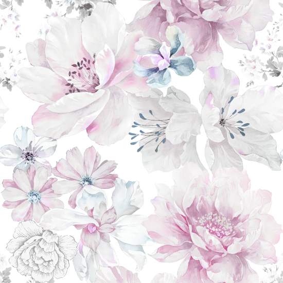 Panoramic Wallpaper - Wall Mural - Flowers