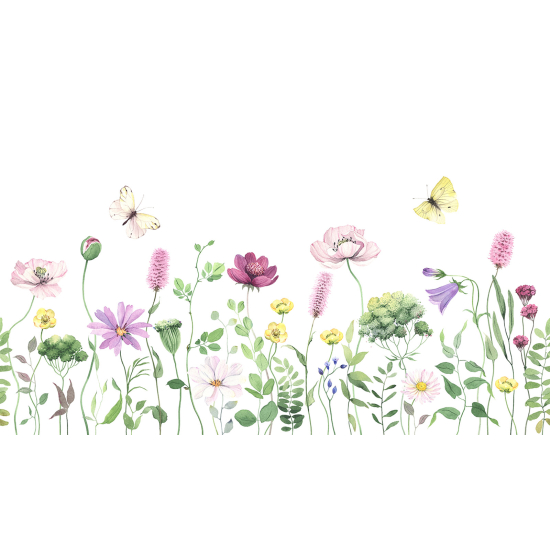 Panoramic Wallpaper - Wall Mural - Flowers