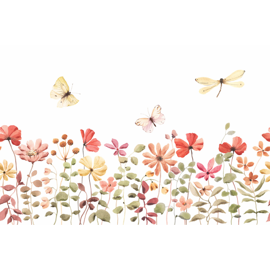 Panoramic Wallpaper - Wall Mural - Flowers