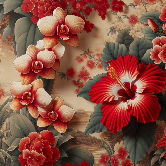 Panoramic Wallpaper - Wall Mural - Flowers