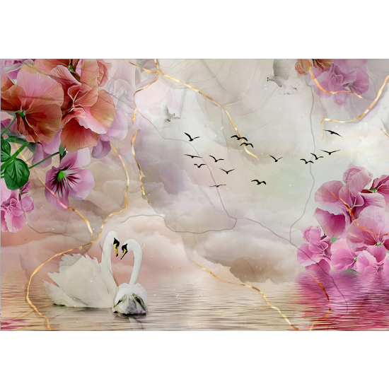 Panoramic Wallpaper - Wall Mural - Flowers