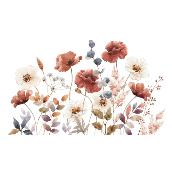 Panoramic Wallpaper - Wall Mural - Flowers