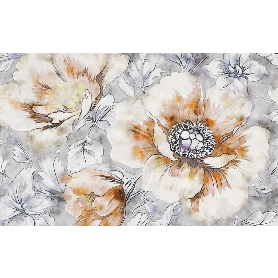 Panoramic Wallpaper - Wall Mural - Flowers