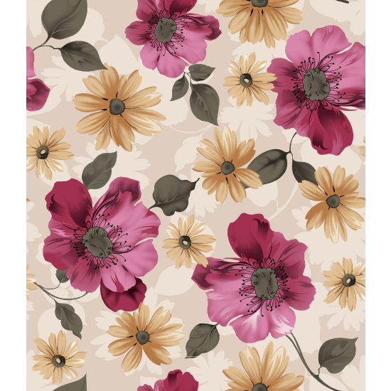 Panoramic Wallpaper - Wall Mural - Flowers