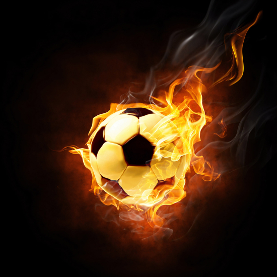 Panoramic Wallpaper - Wall Mural Foot / Football - Soccer ball on fire