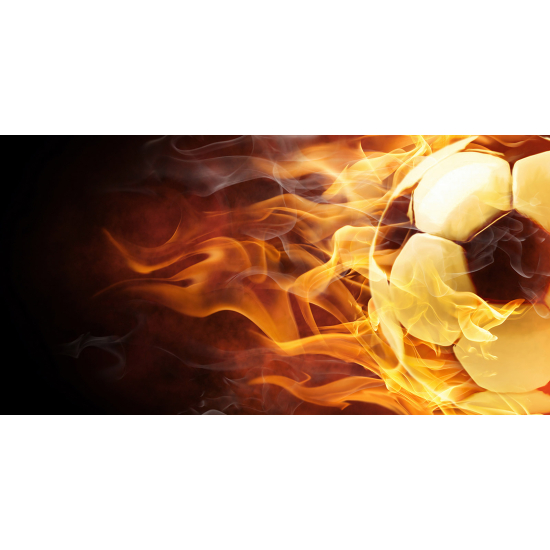 Panoramic Wallpaper - Wall Mural Foot / Football - Soccer ball on fire